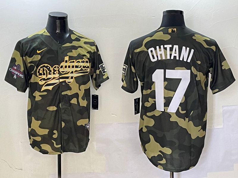 Men Los Angeles Dodgers #17 Ohtani Camo Joint Name 2025 Nike MLB Jersey style 2